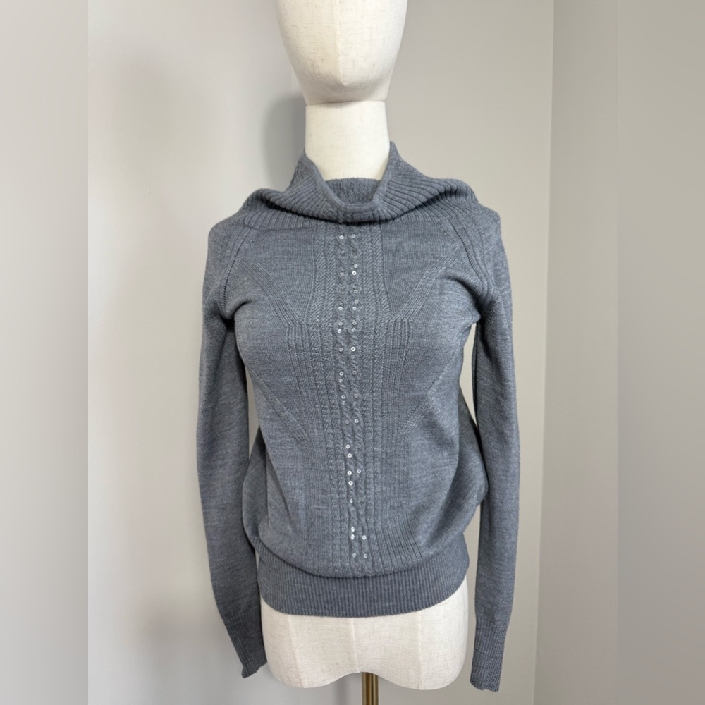 women’s gray wool blend moch sweater size small